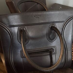 Authentic Celine Black Leather Tote